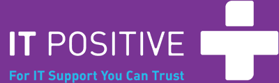 IT Positive logo with purple background.