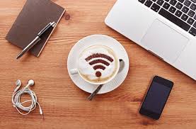 wifi connection in cafe.